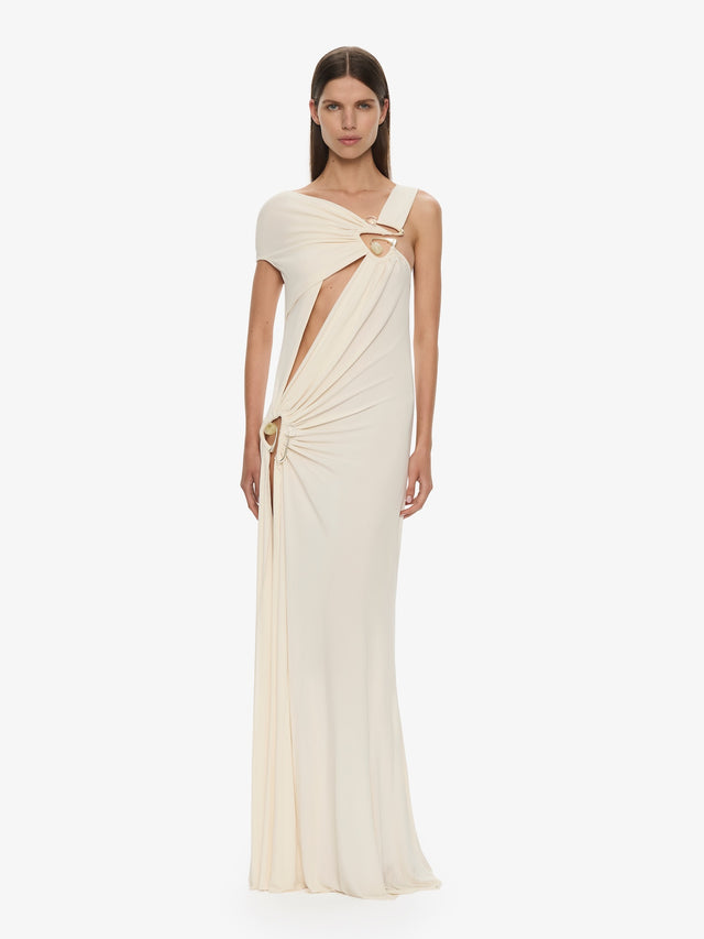 Veer Spiral Crystal Draped Jersey Dress
