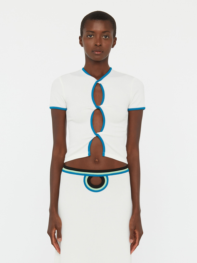 Open Twist Contrast Bind Tee