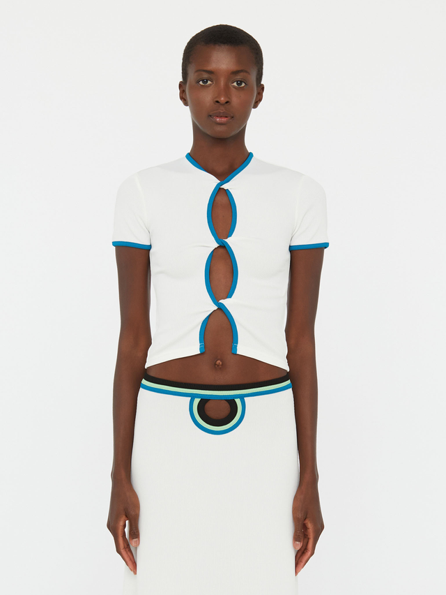 Open Twist Contrast Bind Tee