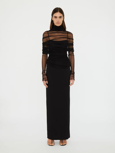 Christo Sheer Wrap Long Sleeve Dress