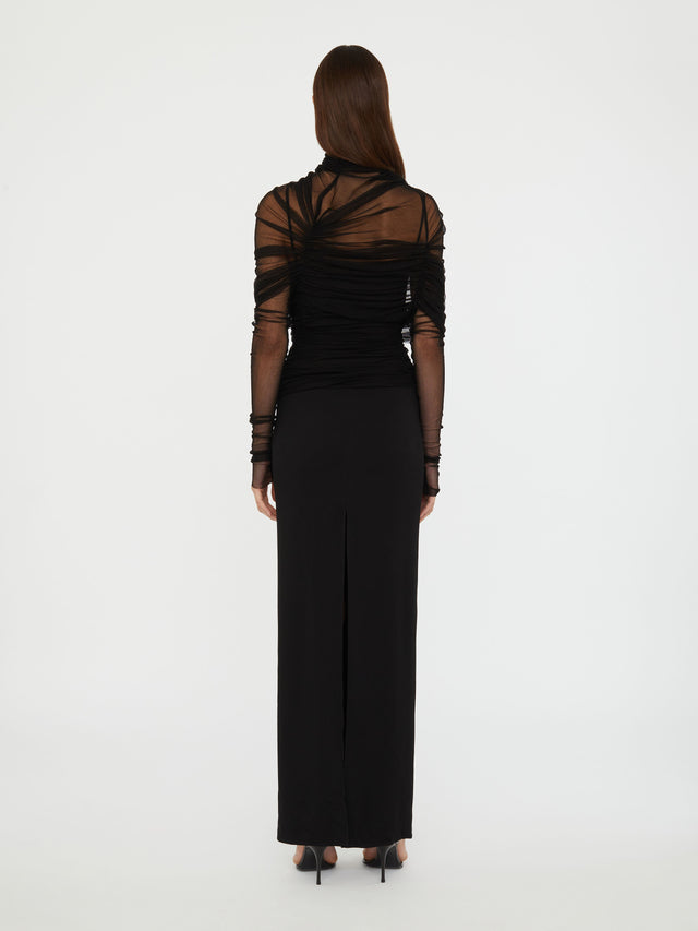 Christo Sheer Wrap Long Sleeve Dress