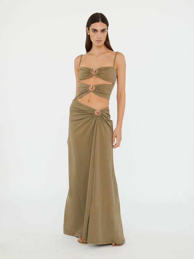 Ruched Orbit Split Dress