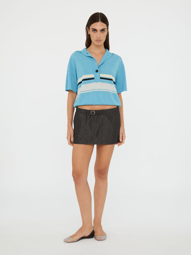 Crushed Belted Mini Skirt