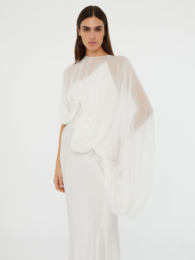 Cumulus Draped Sleeve Dress