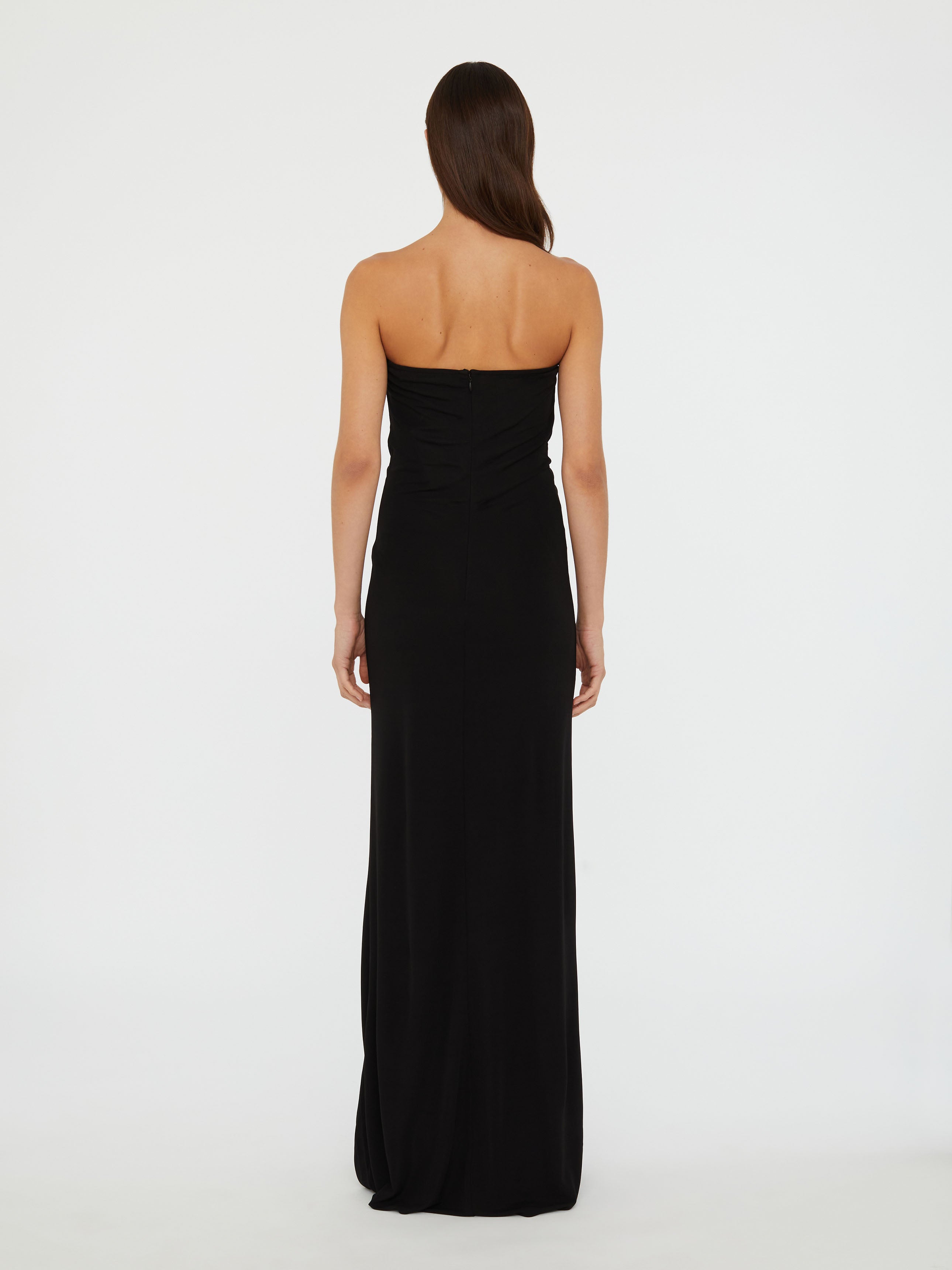 Arced Palm Strapless Dress