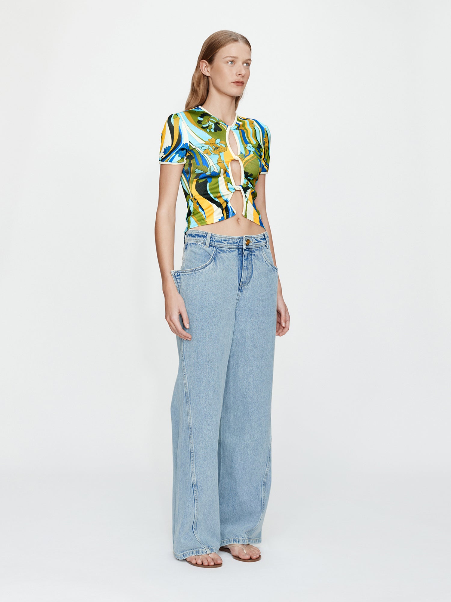 Acidic Floral Open Twist Tee