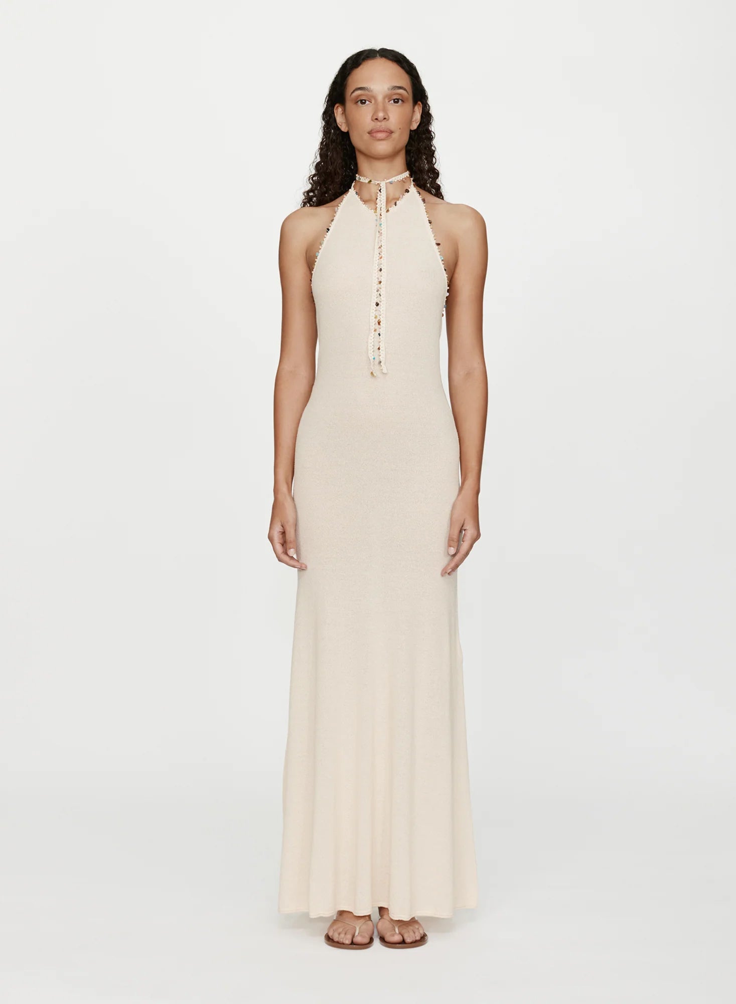 Christopher Esber Beach Quartz Halter Dress in Neutral Size XXS Christopher Esber Beach Quartz Halter Dress in Neutral Size XXS