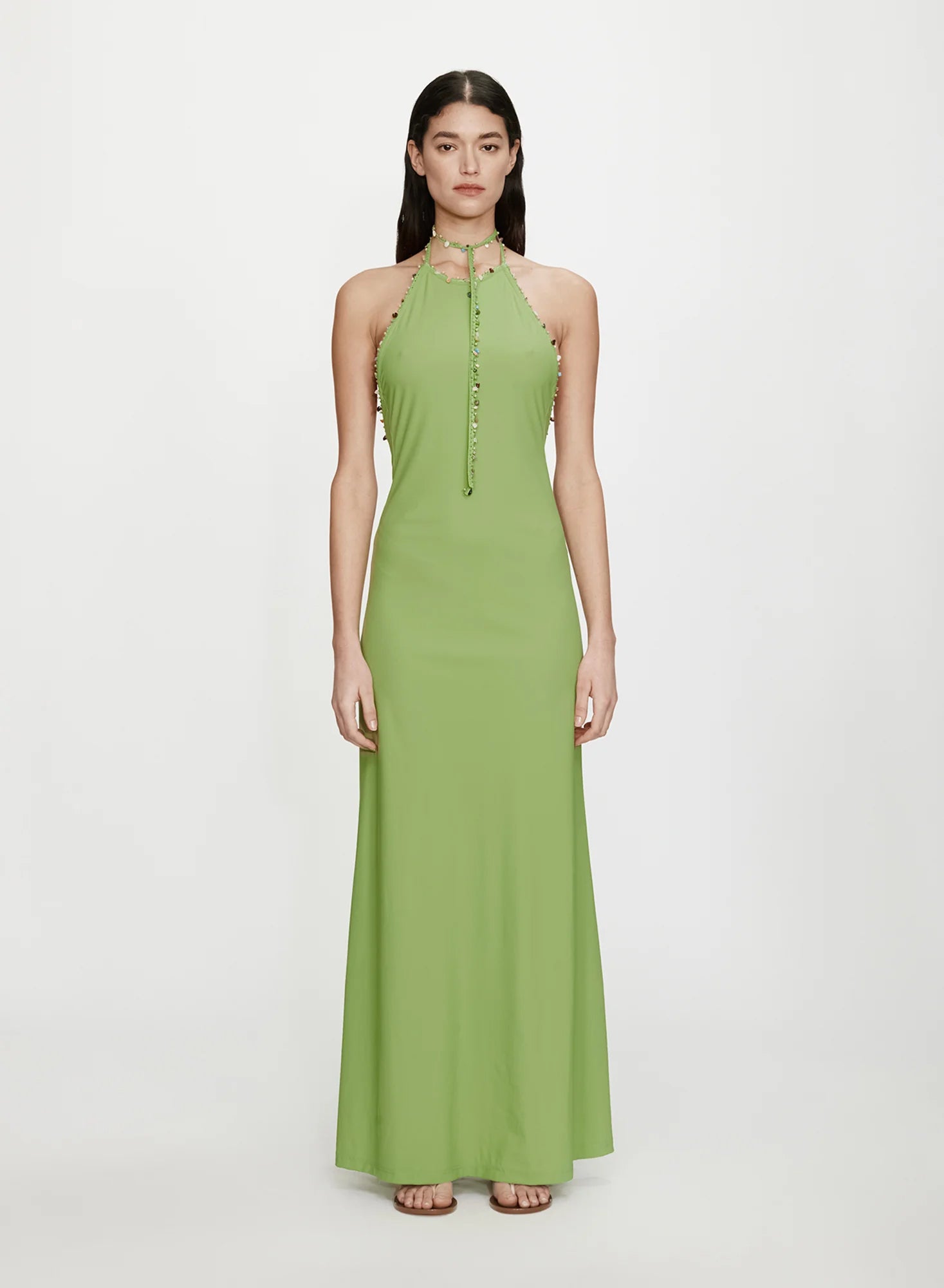 Christopher Esber Beach Quartz Halter Lycra Dress in Green Size 6 Christopher Esber Beach Quartz Halter Lycra Dress in Green Size 6