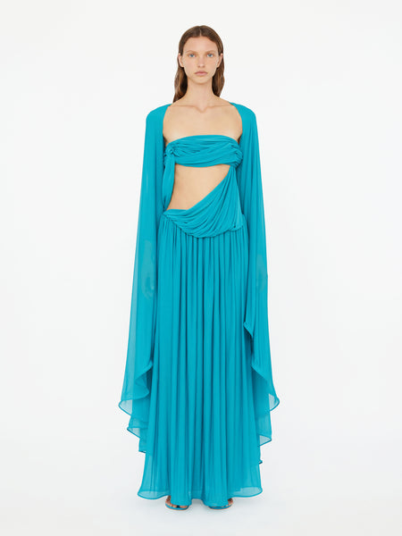 gyre suspended stream jersey dress Christopher Esber Gyre Suspended Stream Jersey Dress in Blue Size 14