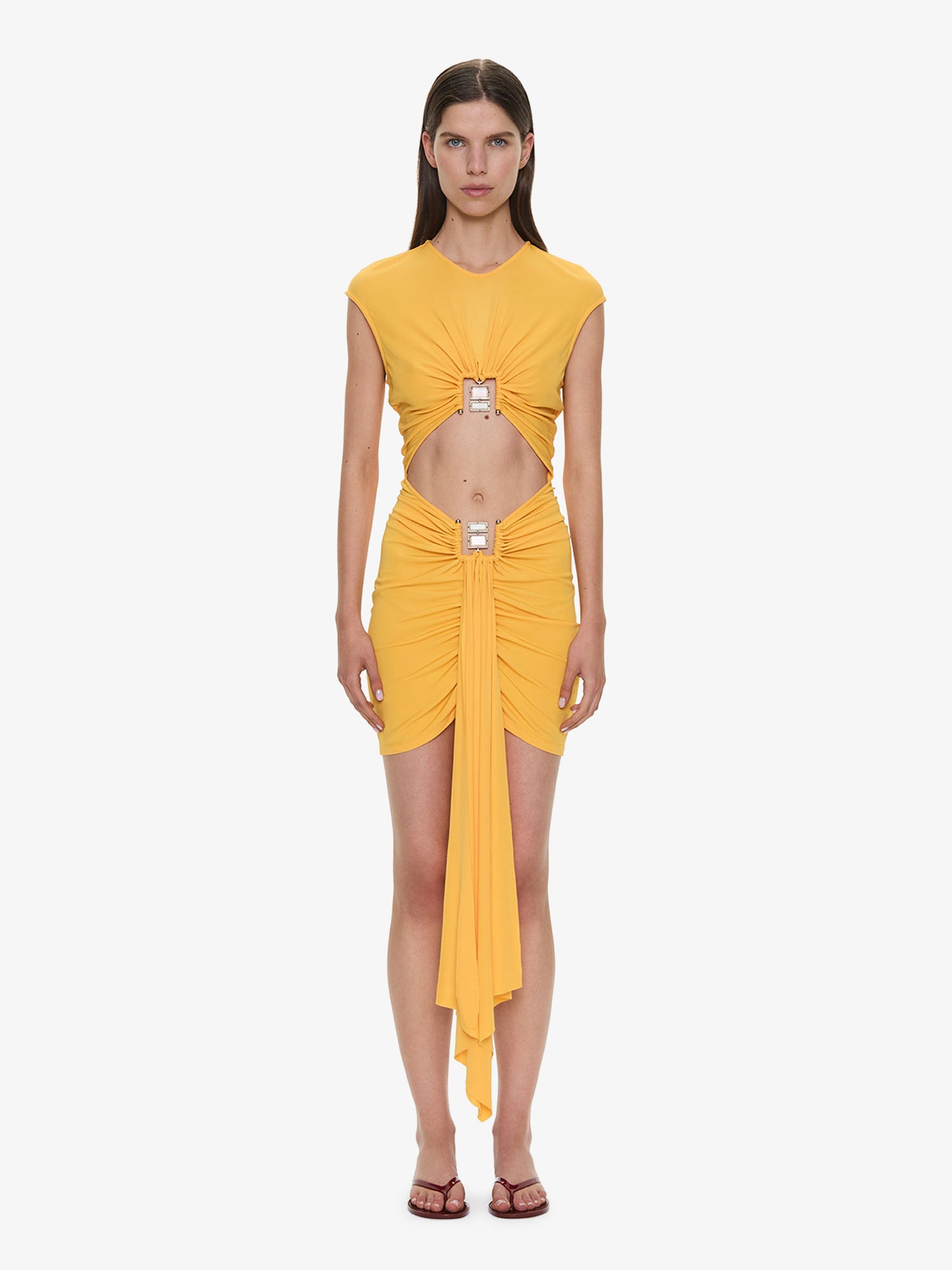 Bezel Quartz Disconnect Short Sleeve Mini Dress
