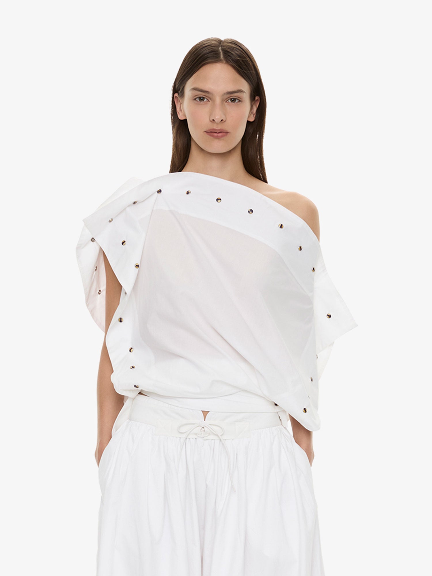 Spiral Stone Snap Poplin Top