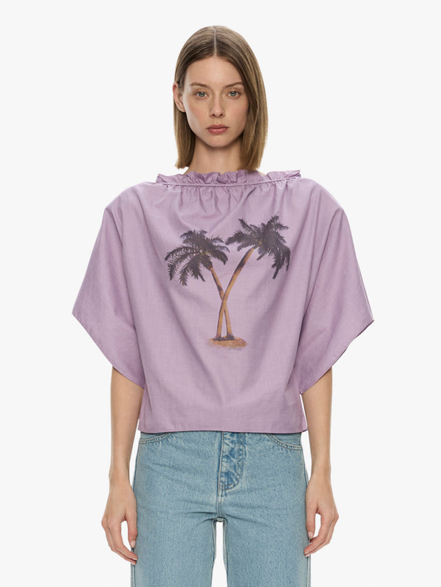 Mirage Palm Poplin Top