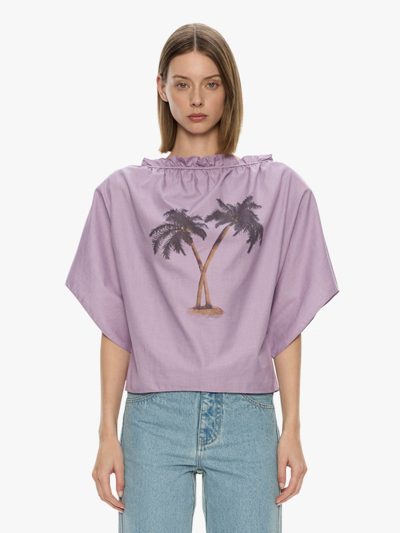 Mirage Palm Poplin Top - Image 1