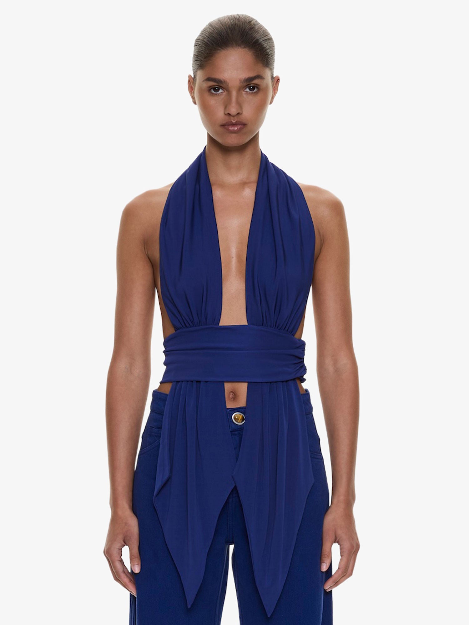 Scarf Draped Halter Top