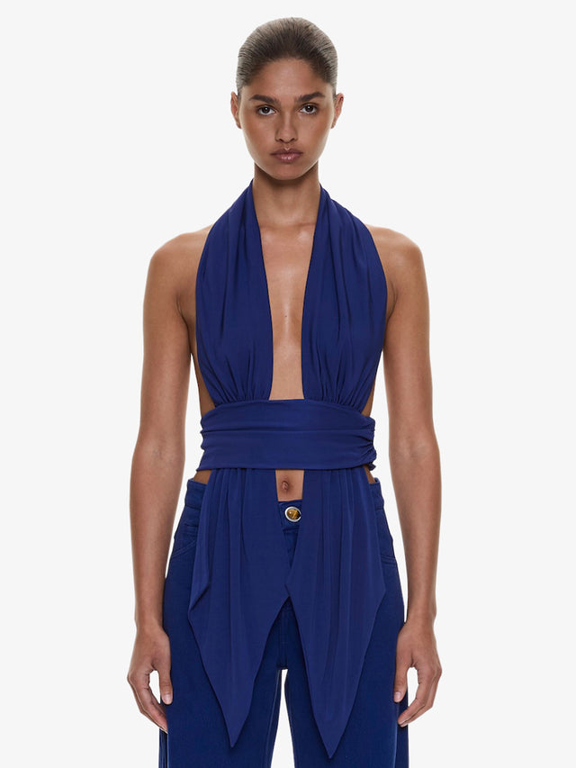 Scarf Draped Halter Top