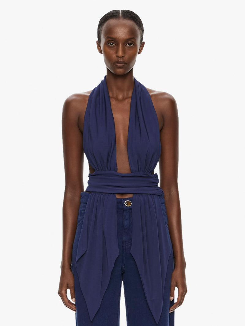 Scarf Draped Halter Top - Image 1