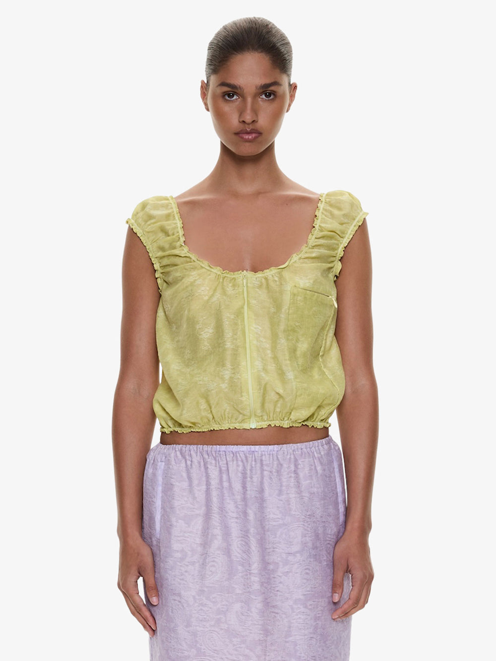 Light Leak Jacquard Zip Up Top