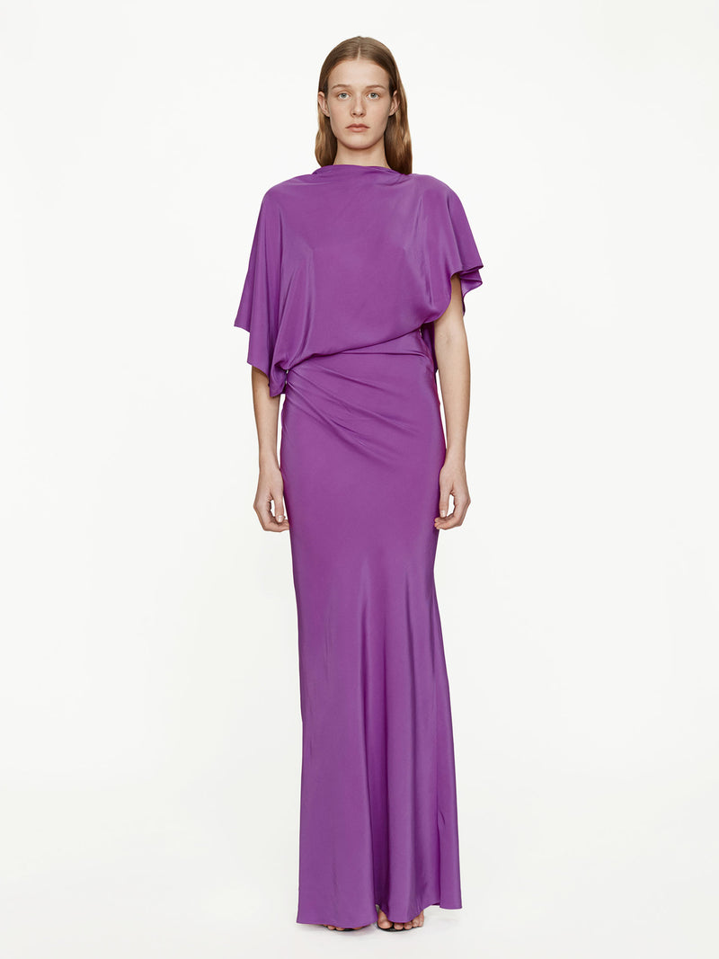 Backless Drape Satin Dress - Image 1