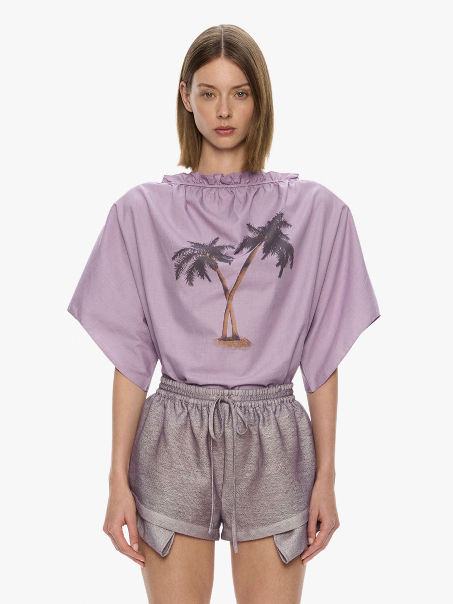 Mirage Palm Poplin Top
