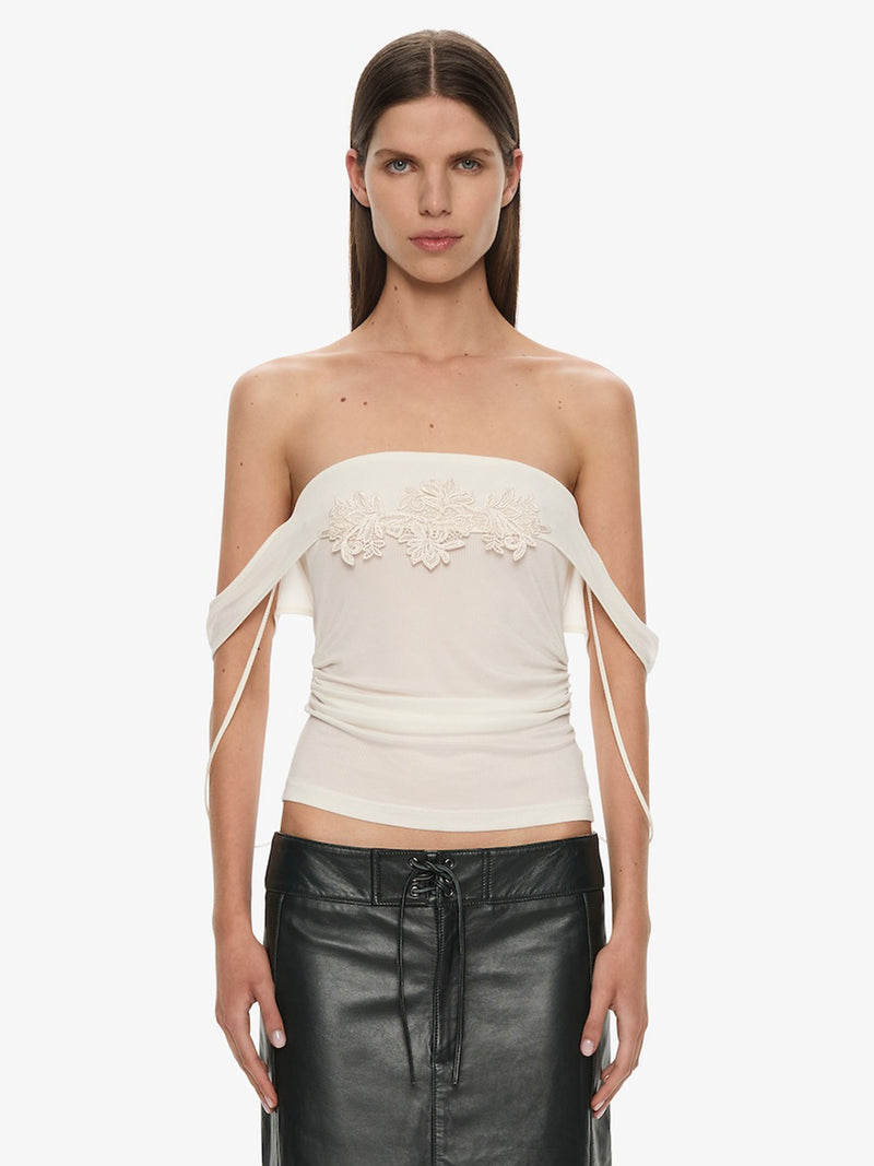 Hibiscus Embroidered Rib Foldover Cami - Image 1
