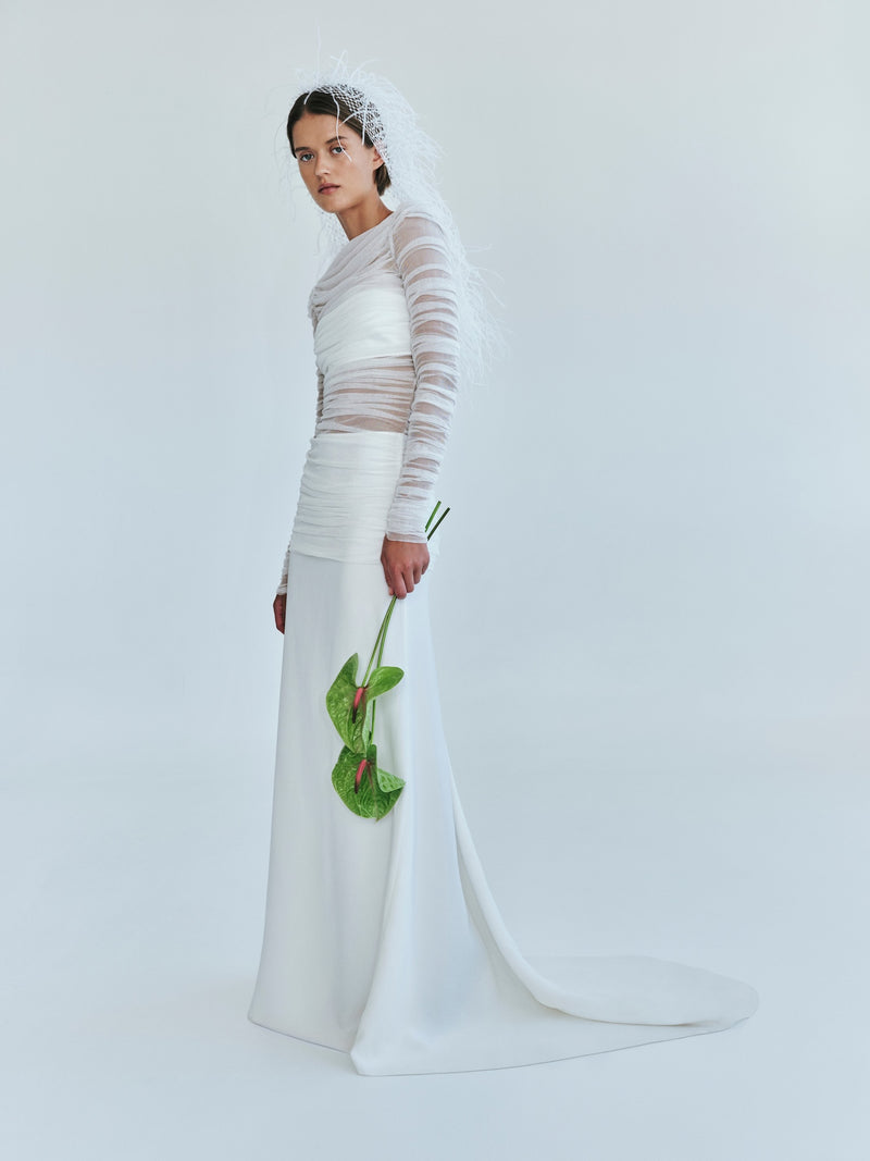 Veiled Tulle Overlay Gown - Image 1