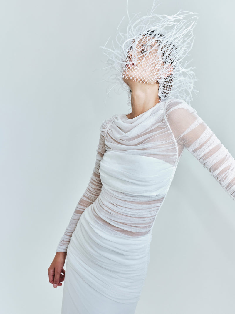 Veiled Tulle Overlay Gown - Image 2
