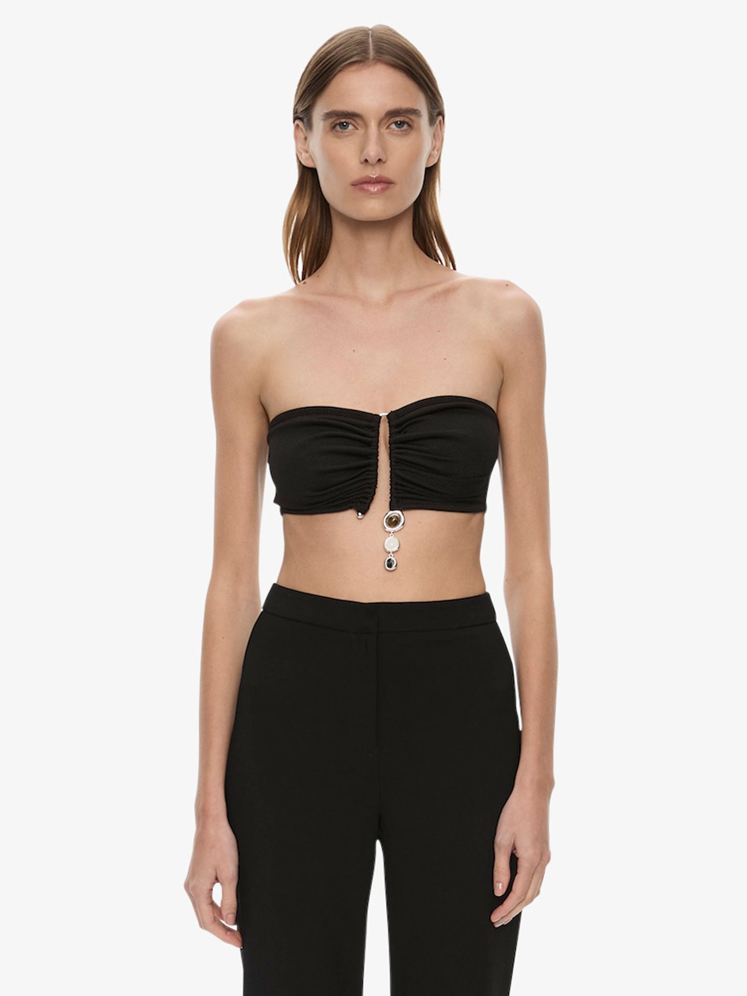 Droplet Crystal Pendant Ruched Bandeau