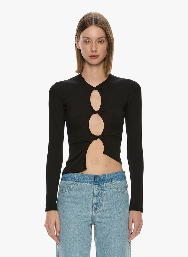 Open Twist Long Sleeve Top - Image 1