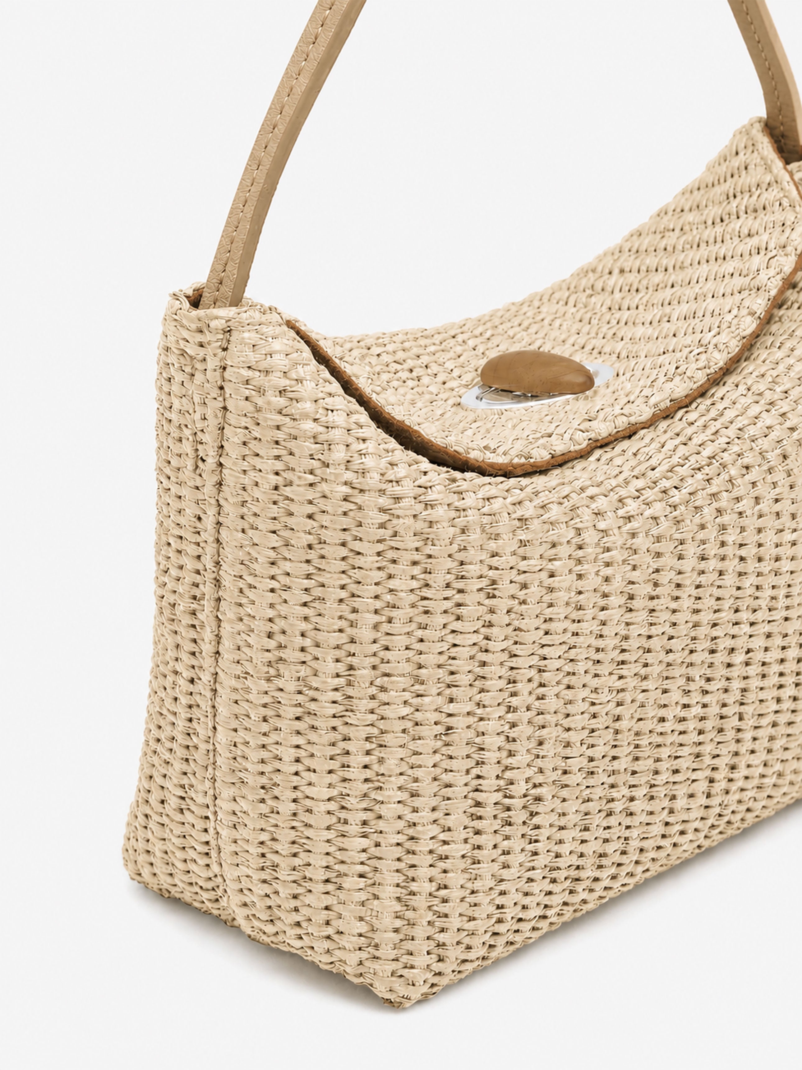 Turnlock Raffia Mini Bag