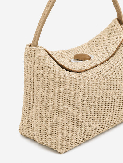 Turnlock Raffia Mini Bag