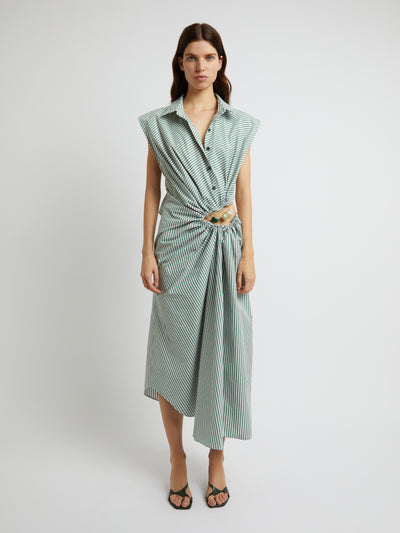 El Condesito Stripe Folia Buckle Shirt Dress