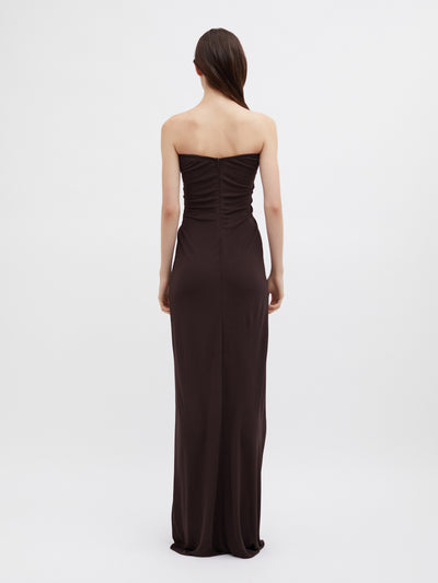 Arced Palm Strapless Dress
