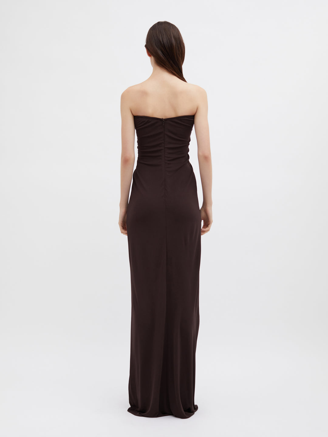 Arced Palm Strapless Dress