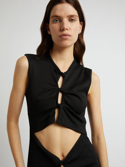 Open Twist Spliced Column Dress