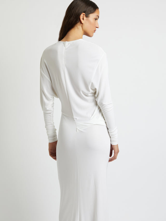 Side Cowl Long Sleeve Dress