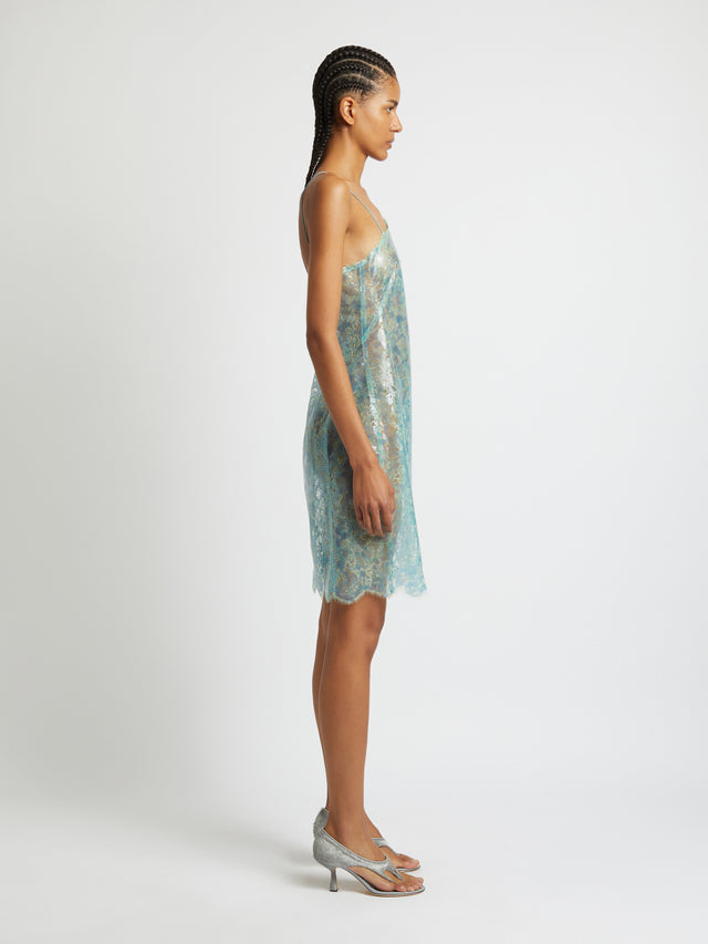 Laminated Lace Asymmetric Dress