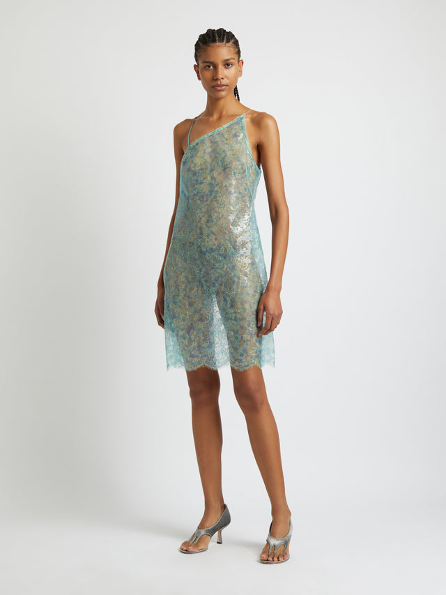 Laminated Lace Asymmetric Dress