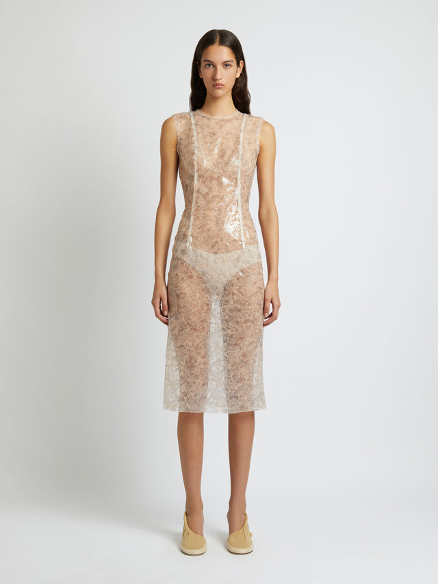 Laminated Lace Tank Dress