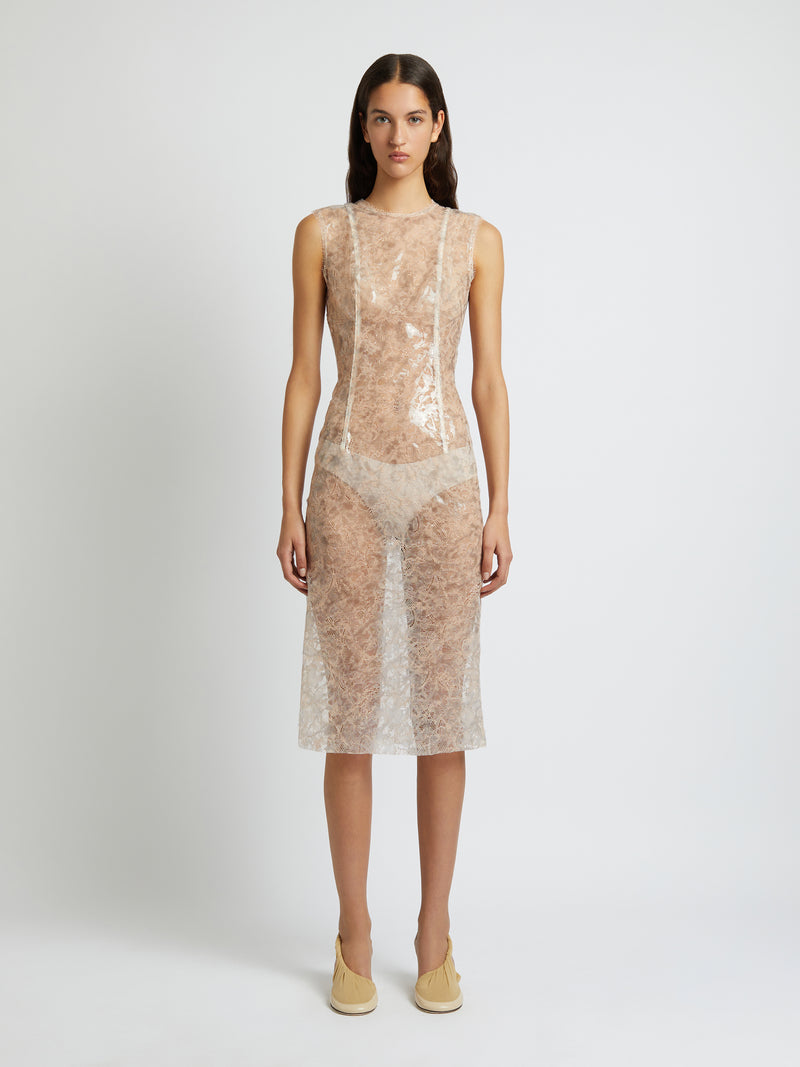 Laminated Lace Tank Dress