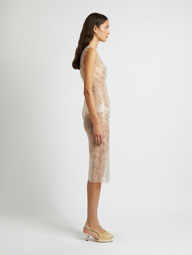 Laminated Lace Tank Dress