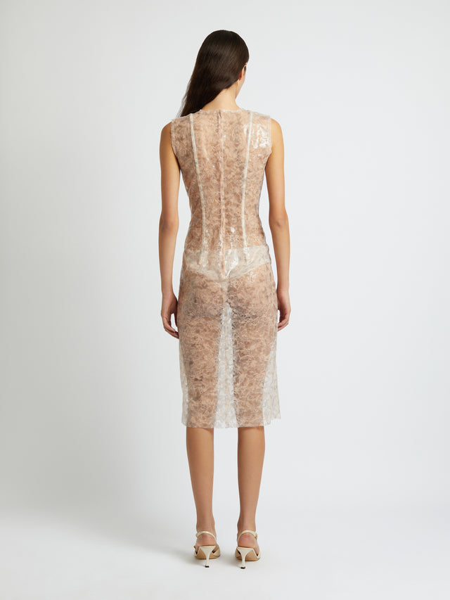 Laminated Lace Tank Dress