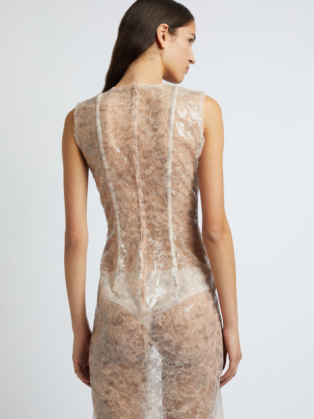 Laminated Lace Tank Dress