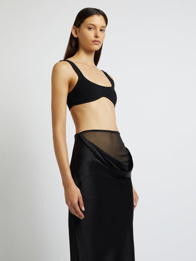 Drifted Silk Drape Long Skirt