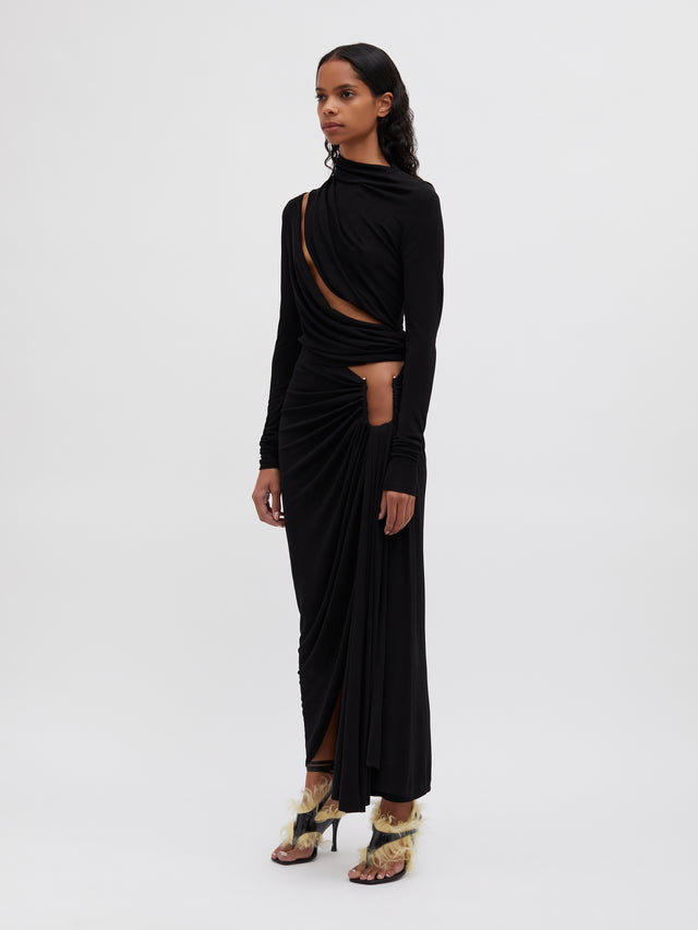 Odessa Arced Drape Split Skirt