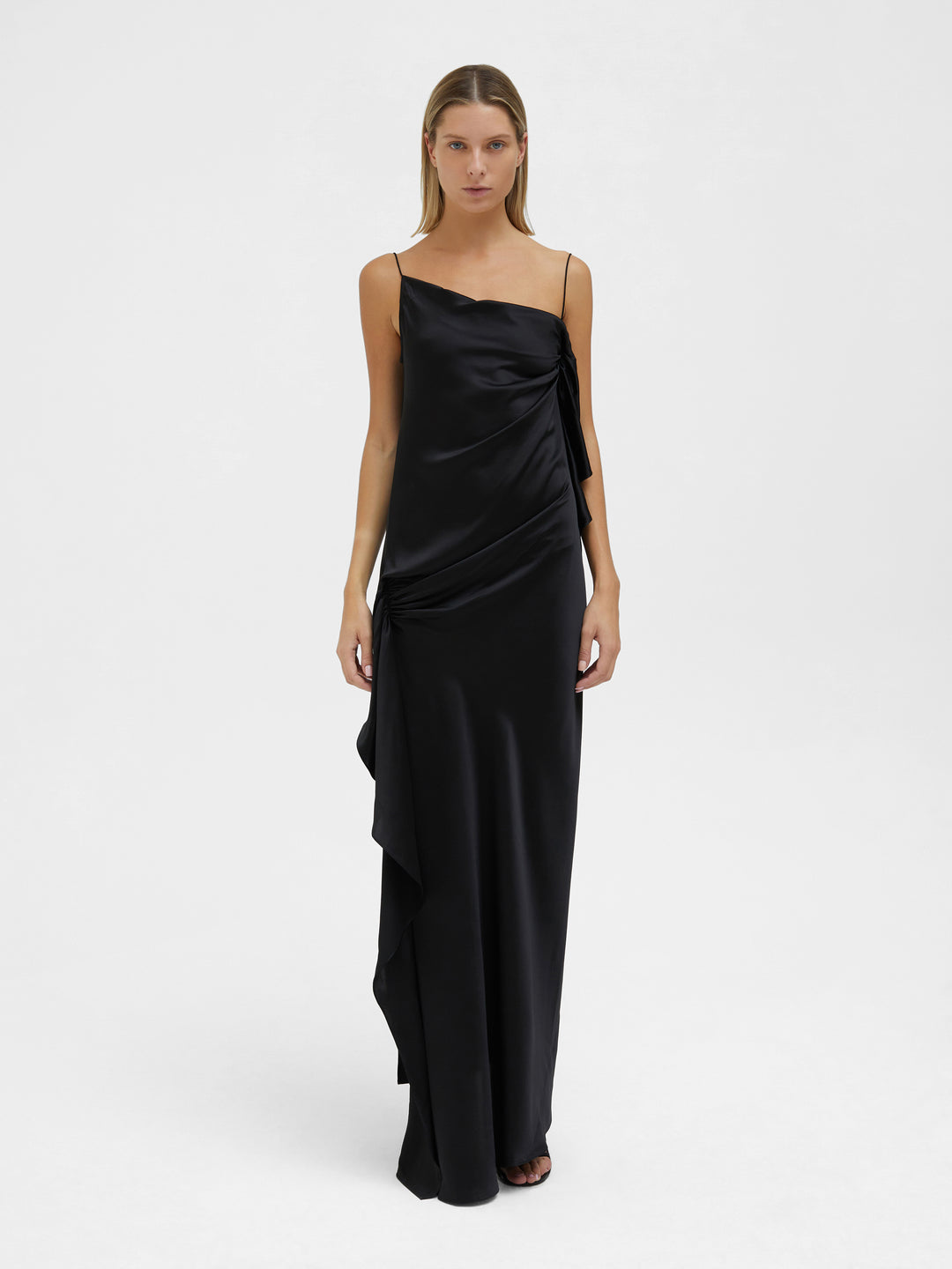 Cusco Silk Drape Cami Dress Black Christopher Esber