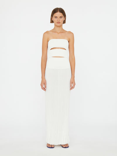 Slashed Knit Sunray Strapless Dress