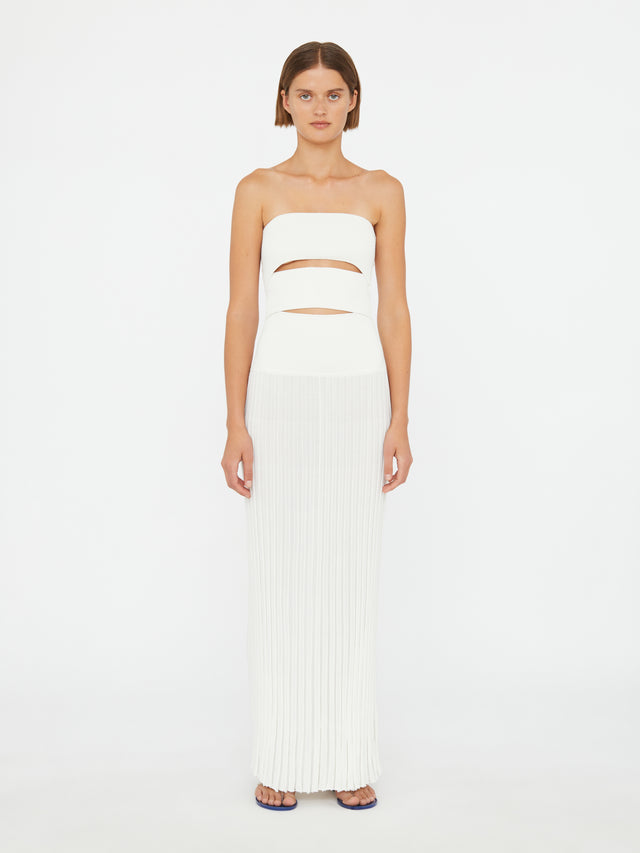 Slashed Knit Sunray Strapless Dress