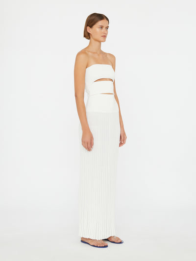 Slashed Knit Sunray Strapless Dress