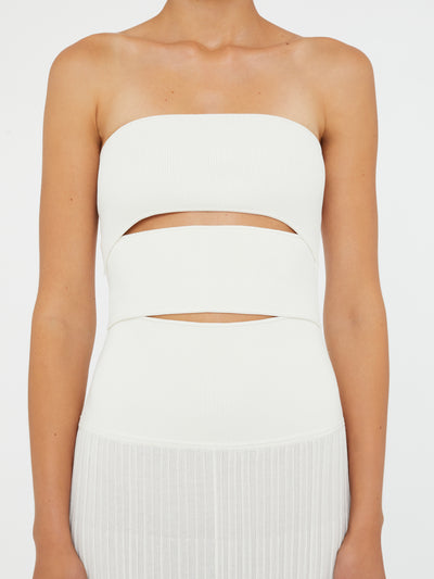 Slashed Knit Sunray Strapless Dress