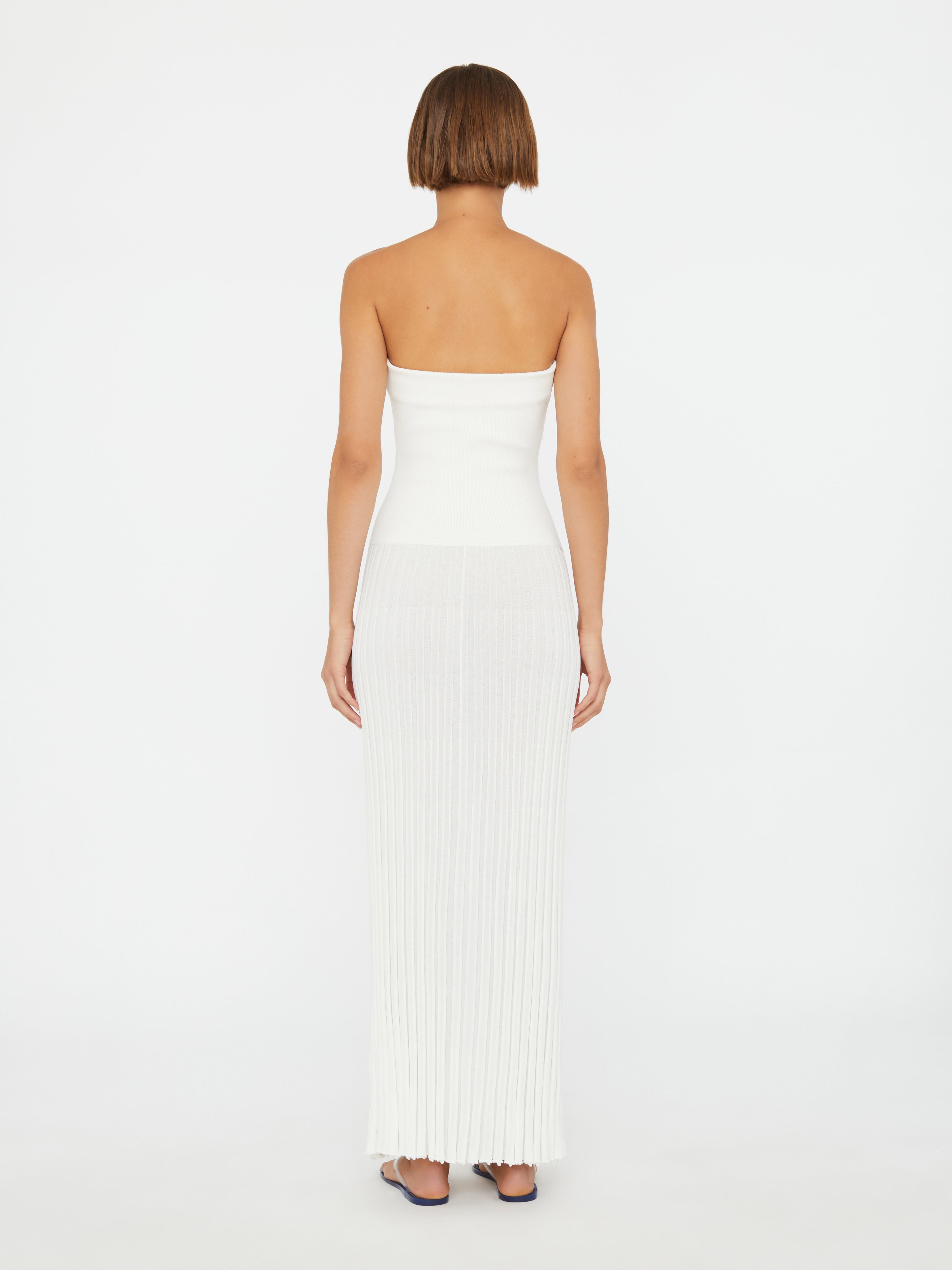 Slashed Knit Sunray Strapless Dress